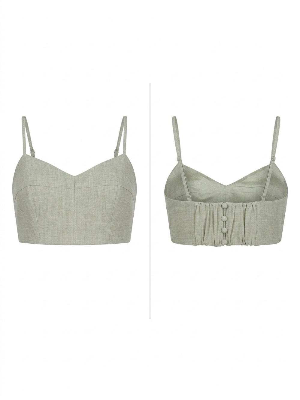 Molly Green Structured Sage Cropped Camisole Top with Adjustable Straps